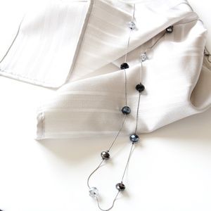 LOFT Black/White Stone Station necklace